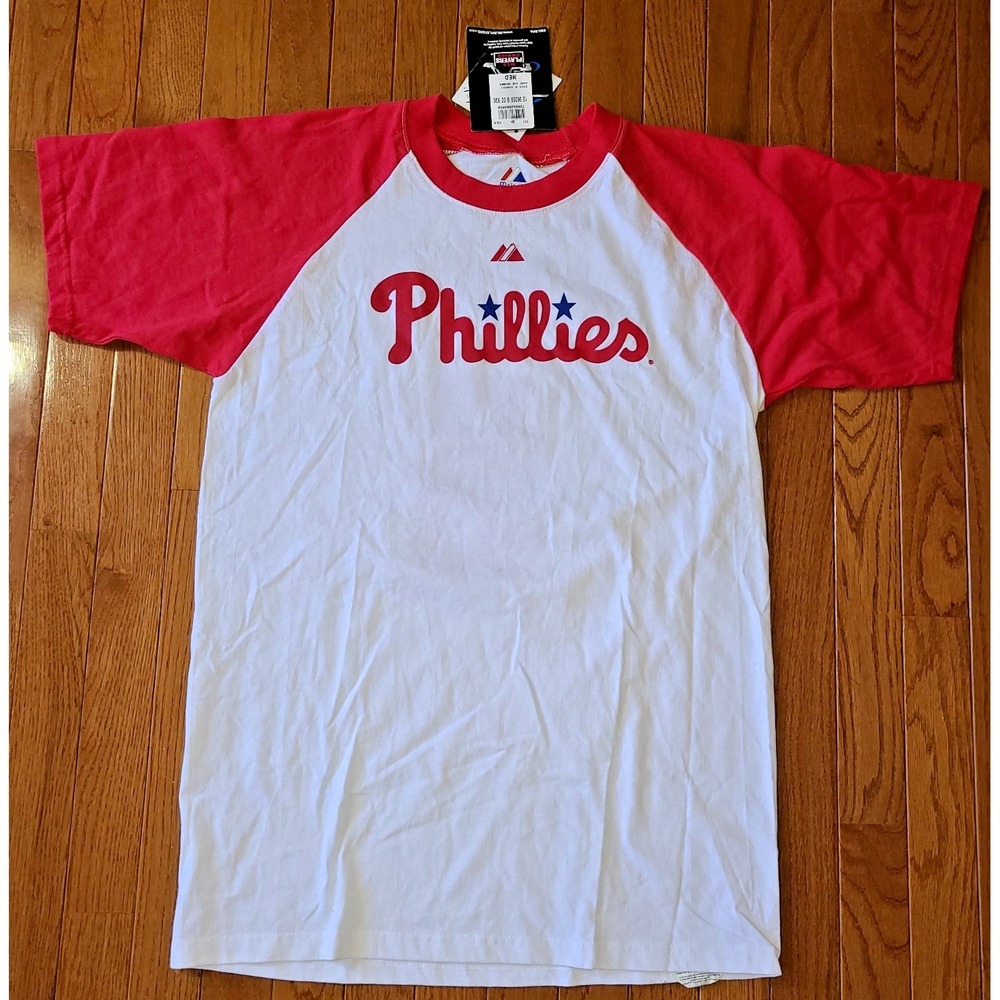 NWT Majestic Philadelphia Phillies  HOWARD #6 Jersey, Med Short Sleeve White Red
